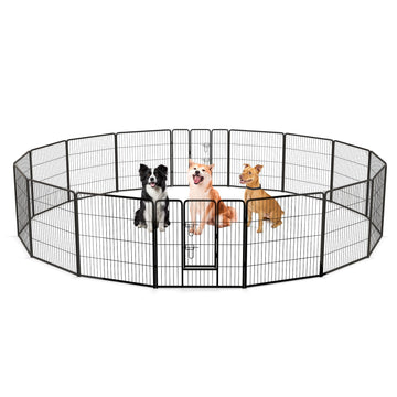16 Panel 24/32/40 Inches Height Dog Playpen with Lock and Large Door - 32 inches