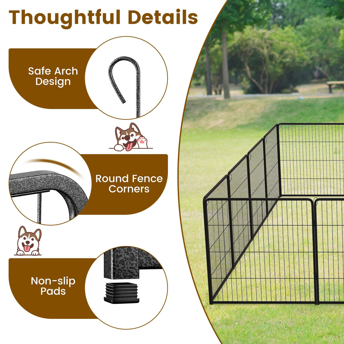 16 Panel 24/32/40 Inches Height Dog Playpen with Lock and Large Door