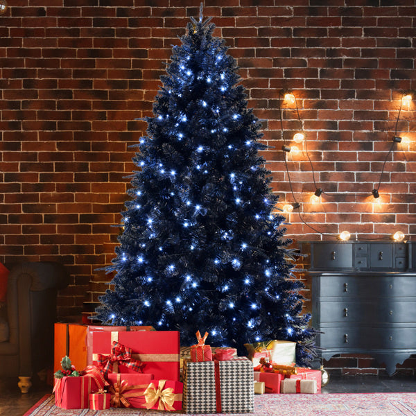 5ft Black Christmas Tree with 250 White LED Lights, 1076 Tips PE+PVC Artificial Tree for Halloween & Holiday Decor, Hinged Structure with Stable - product view 13