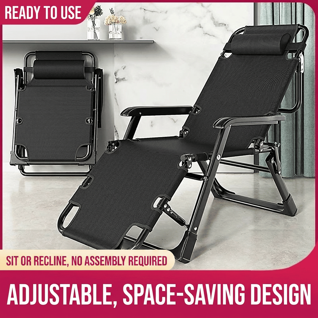 Adjustable Outdoor Folding Lounge Chair with Cup Holder - product view 6