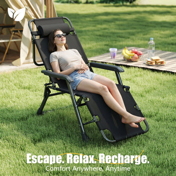 Adjustable Outdoor Folding Lounge Chair with Cup Holder