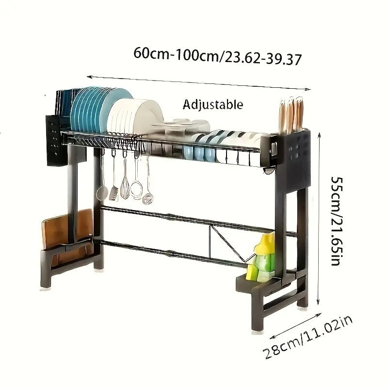 Double-Tier Retractable Countertop Dish Drying Rack - product view 3