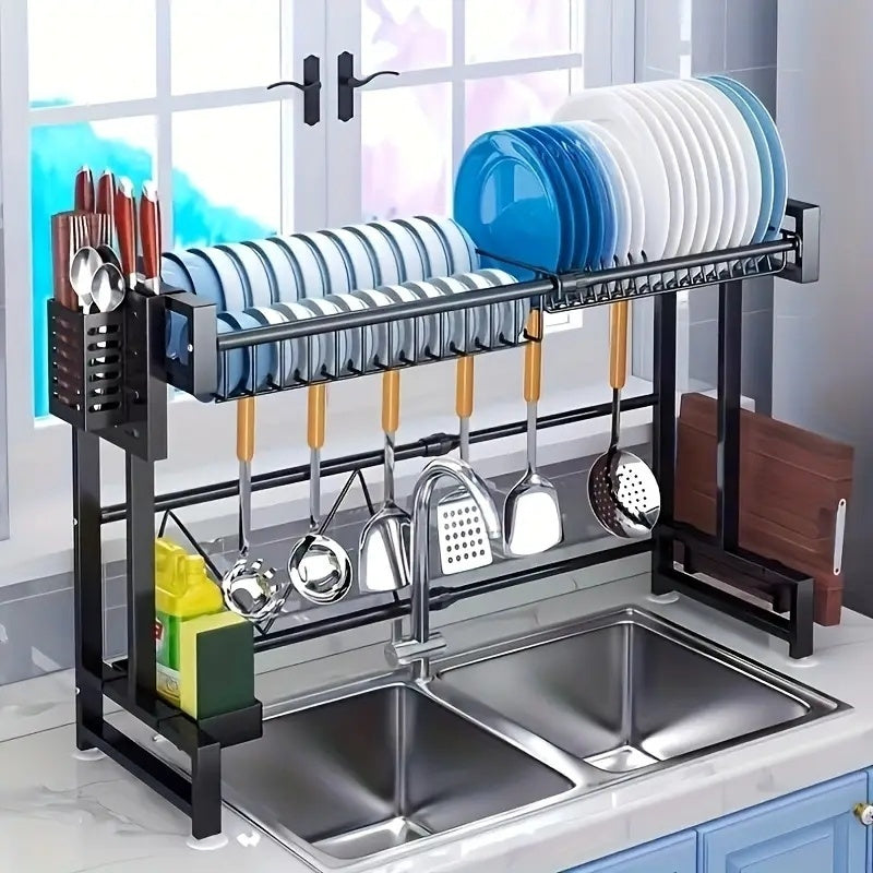 Single-Tier Retractable Countertop Dish Drying Rack