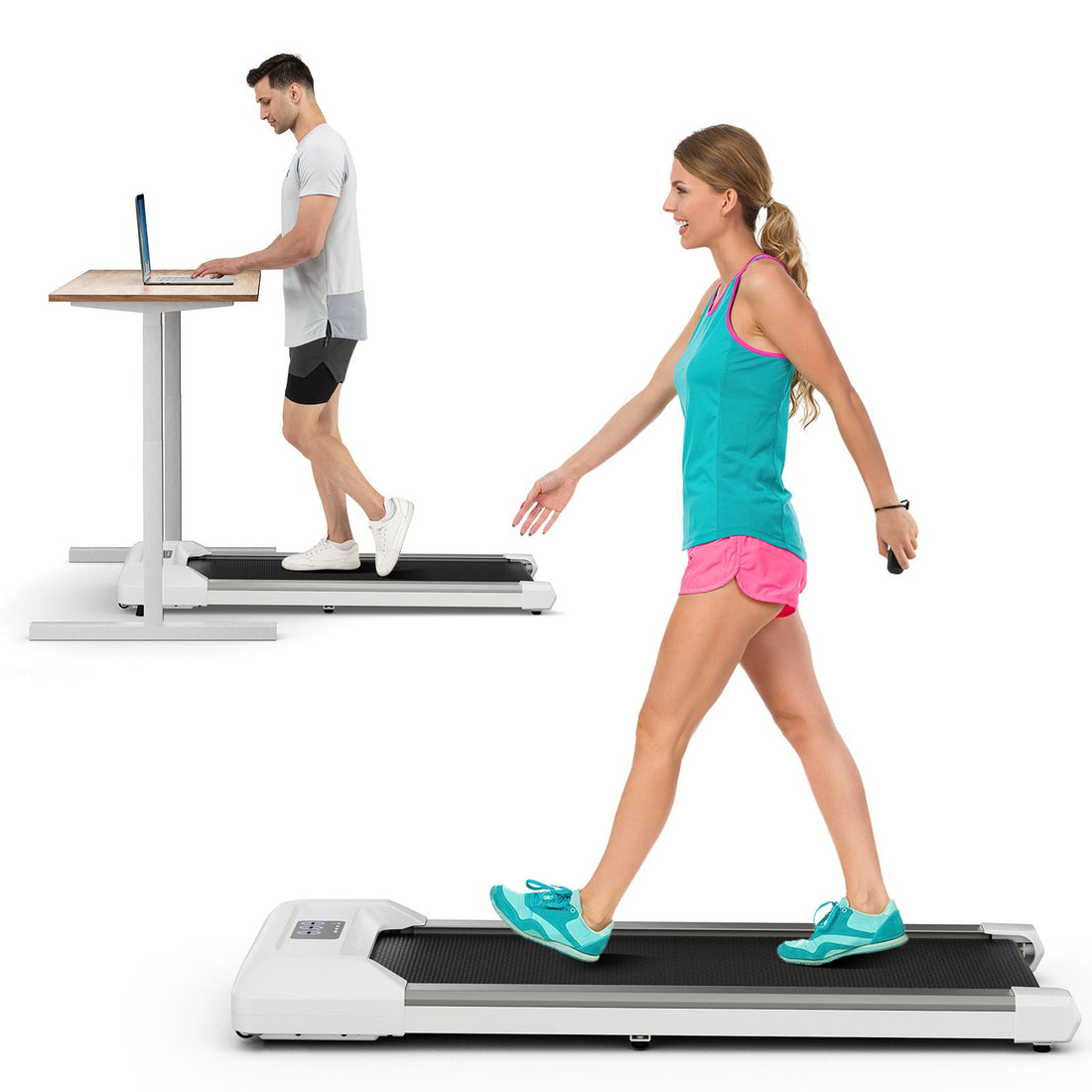 2.25 HP Walking Pad with LED Display and Remote Control - Gray