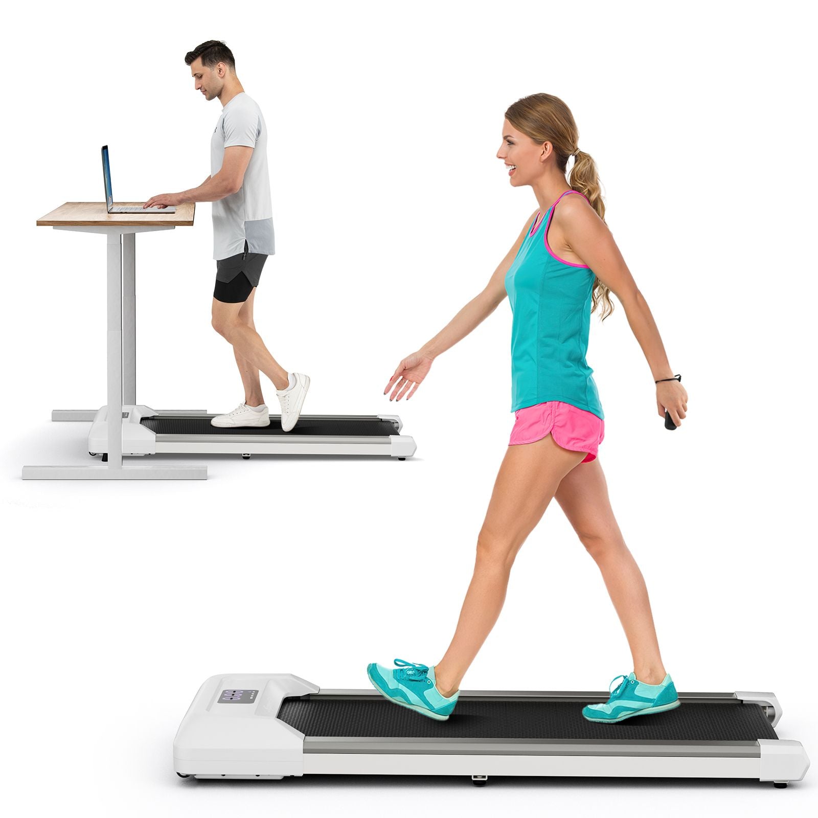 2.25 HP Walking Pad with LED Display and Remote Control - Gray