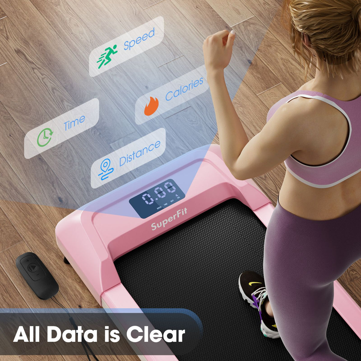 2.25 HP Walking Pad with LED Display and Remote Control