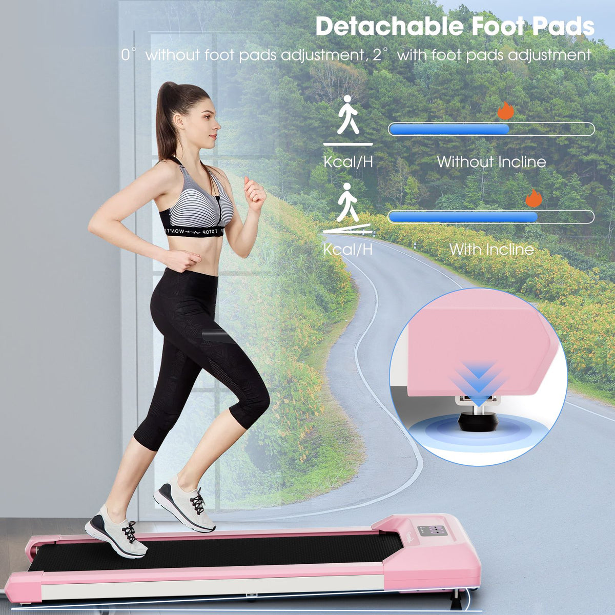 2.25 HP Walking Pad with LED Display and Remote Control