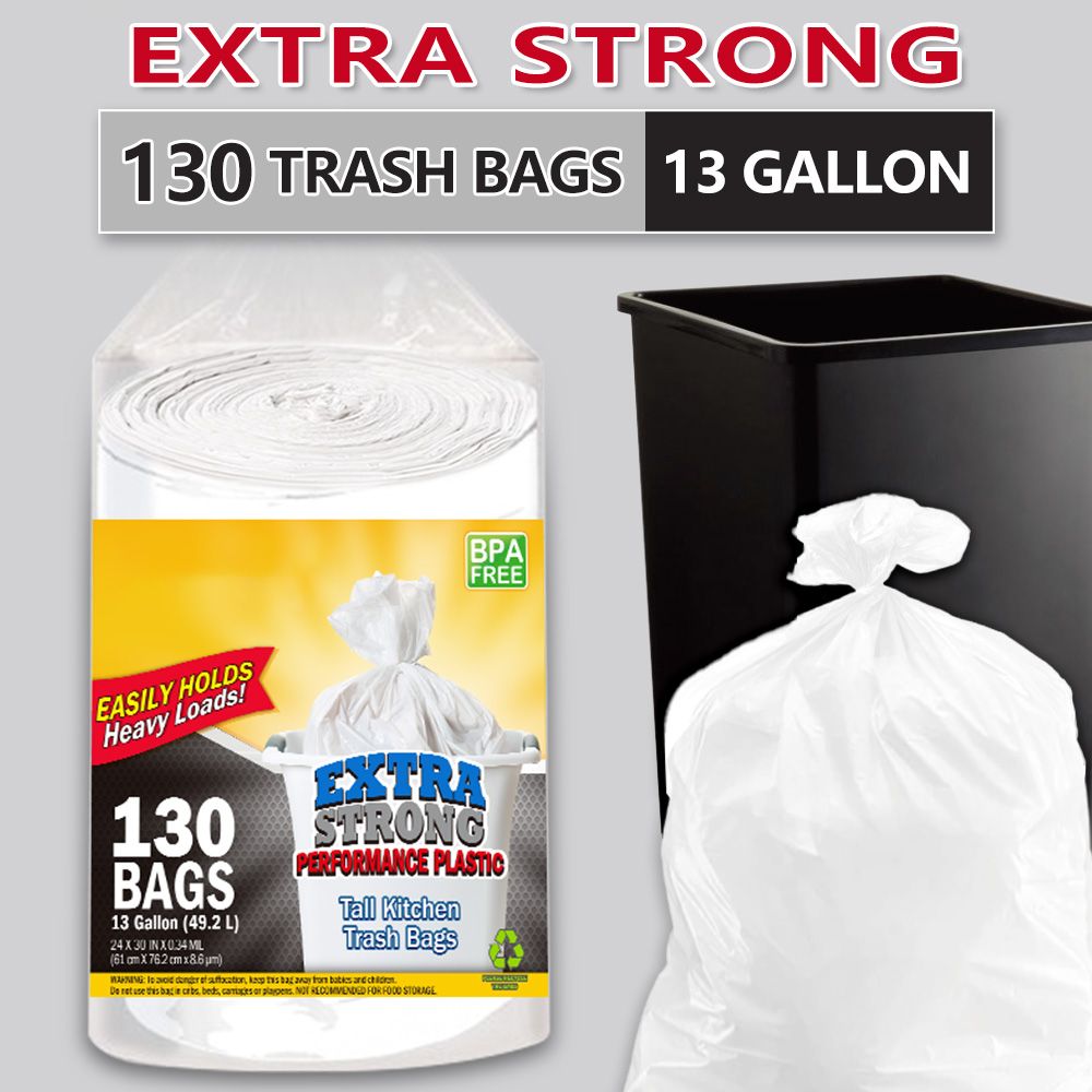 130-Count 13-Gallon Expandable Heavy-Duty Garbage Bags