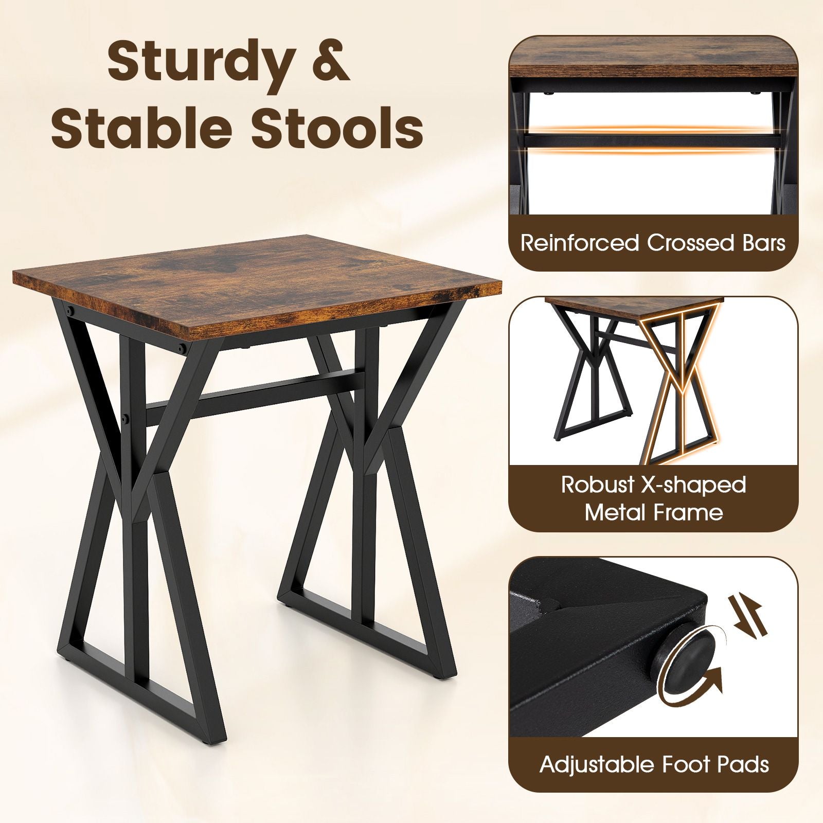 5-Piece Dining Room Set Industrial Rectangular Kitchen Table with 2 Benches and 2 Stools