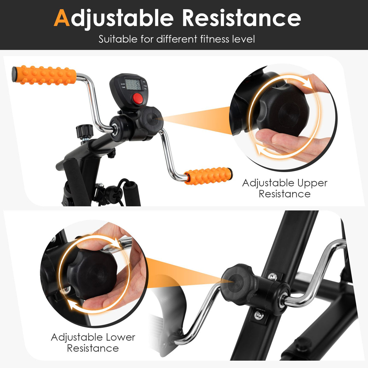 Pedal Exerciser with Adjustable Resistance for Arm and Leg Workout