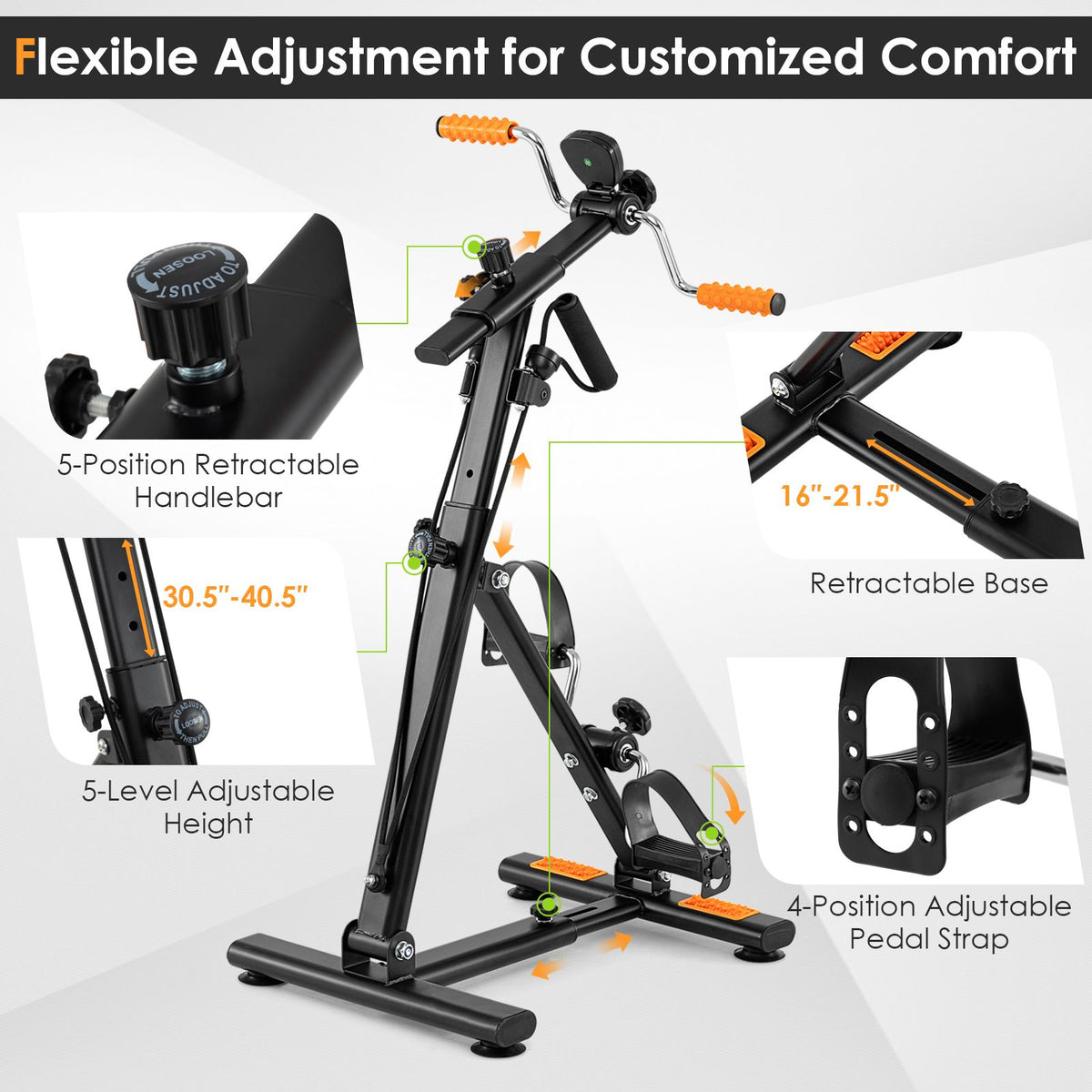 Pedal Exerciser with Adjustable Resistance for Arm and Leg Workout