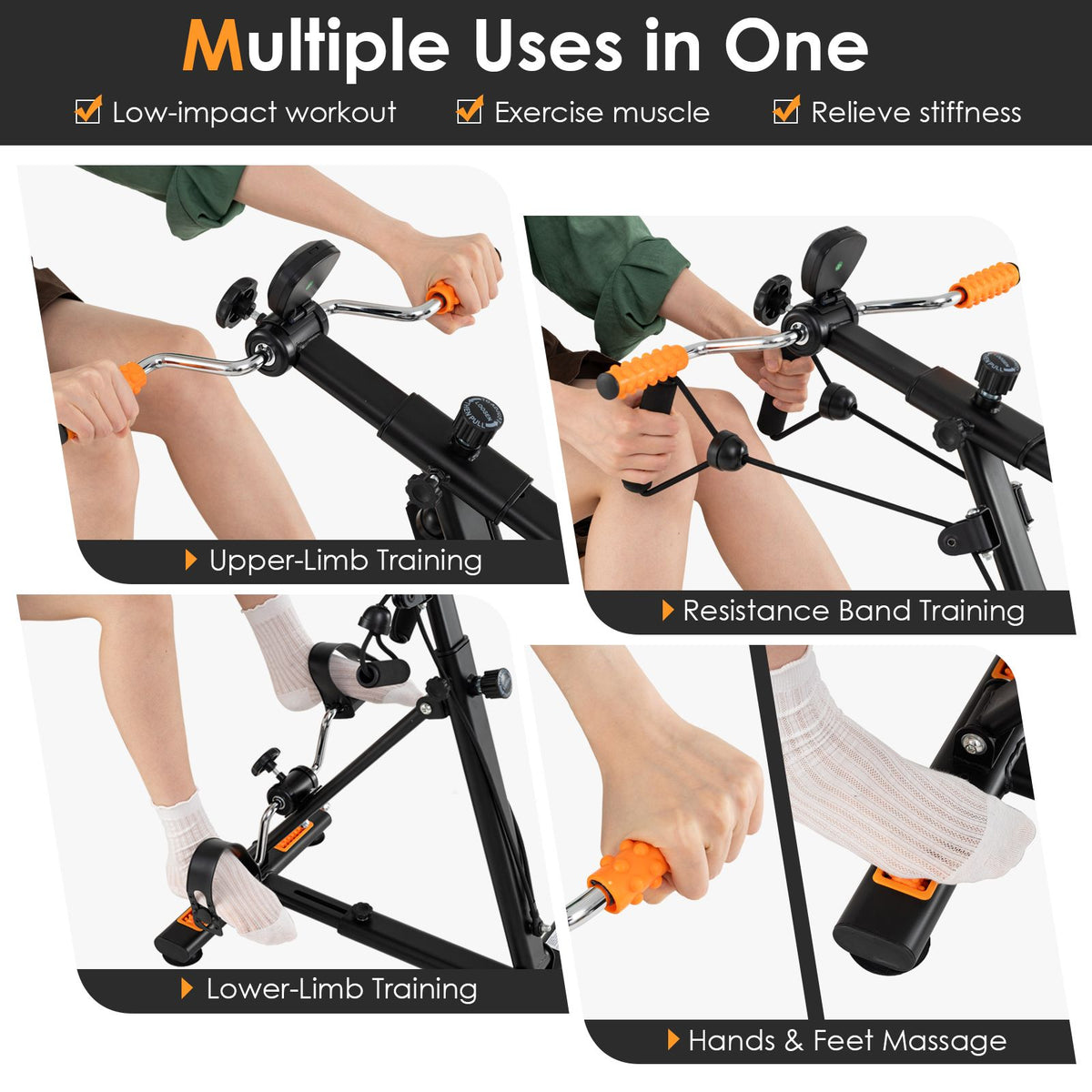 Pedal Exerciser with Adjustable Resistance for Arm and Leg Workout