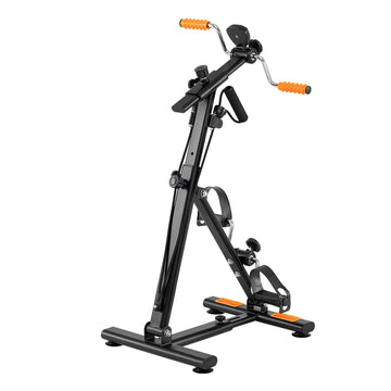 Pedal Exerciser with Adjustable Resistance for Arm and Leg Workout - Black + Orange