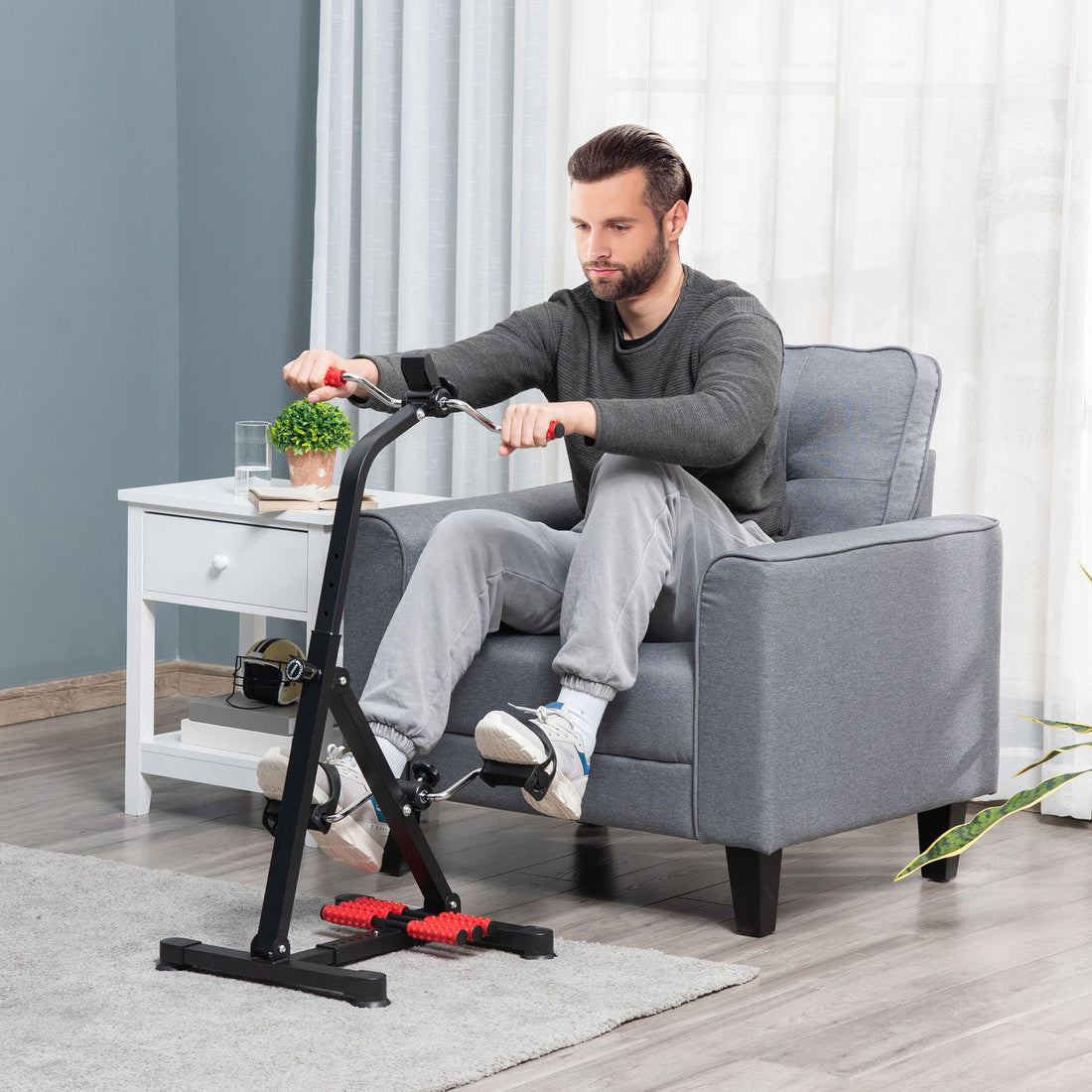 Soozier Adjustable Pedal Exerciser for Arms and Legs with LCD Display