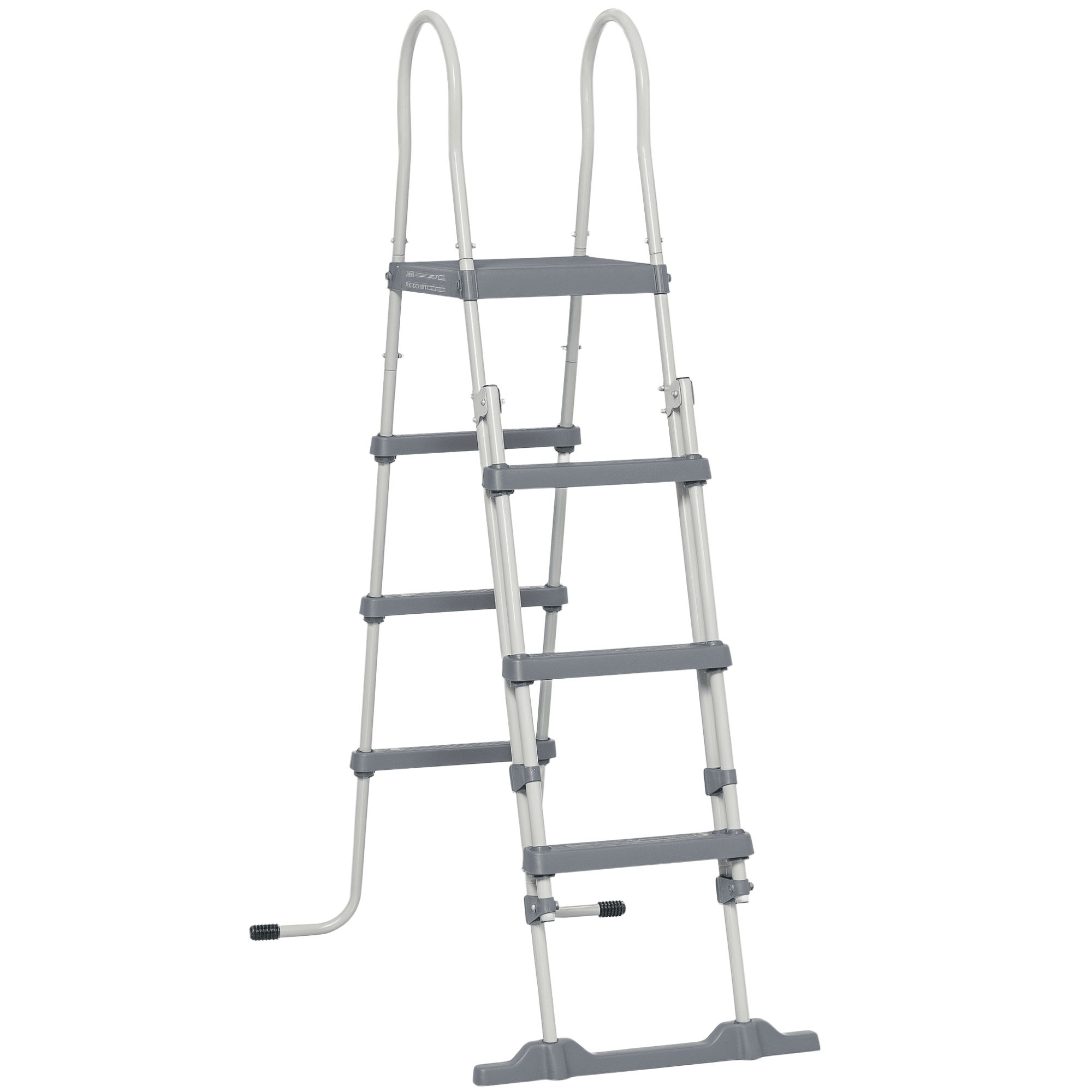 Outsunny 70 in Above-Ground Pool A-Frame Ladder with Platform, Gray