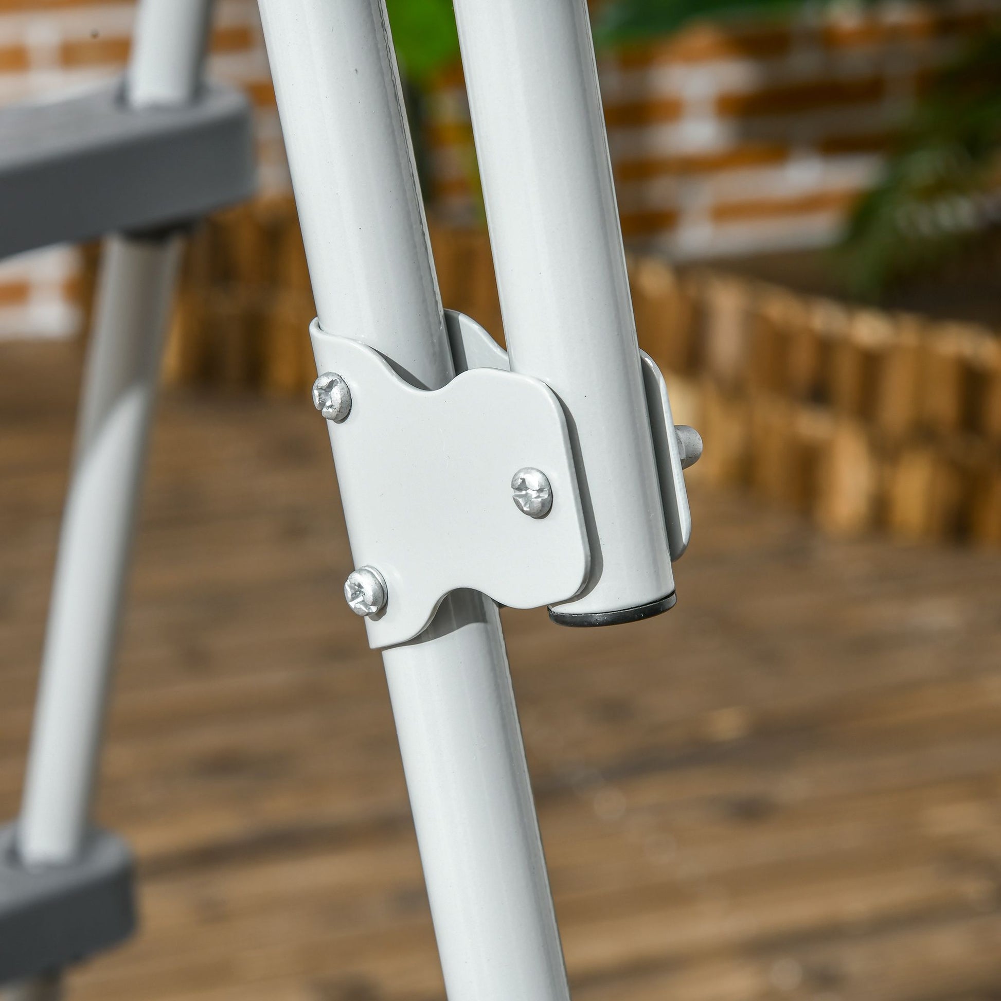 Outsunny 70 in Above-Ground Pool A-Frame Ladder with Platform, Gray