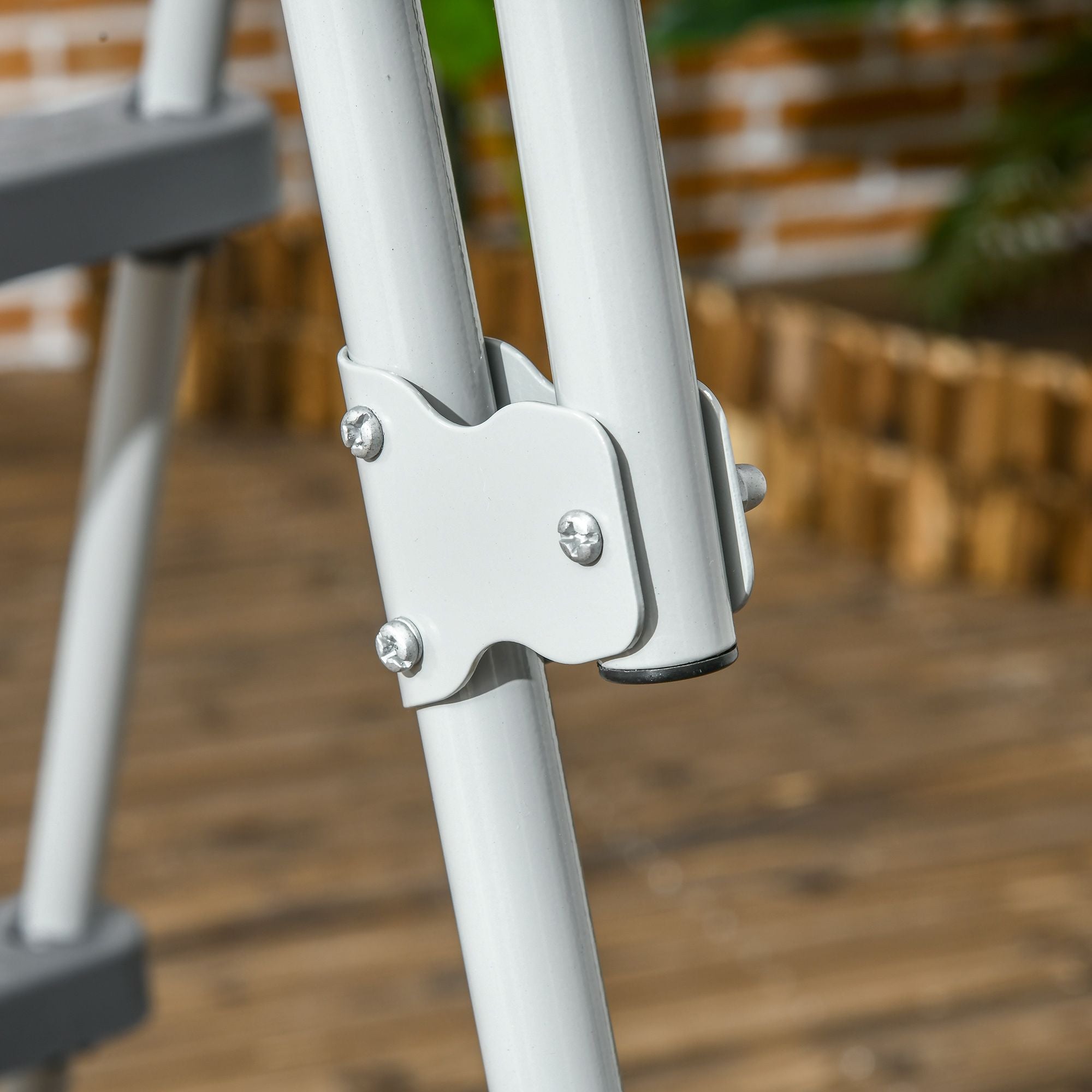 Outsunny 70 in Above-Ground Pool A-Frame Ladder with Platform, Gray