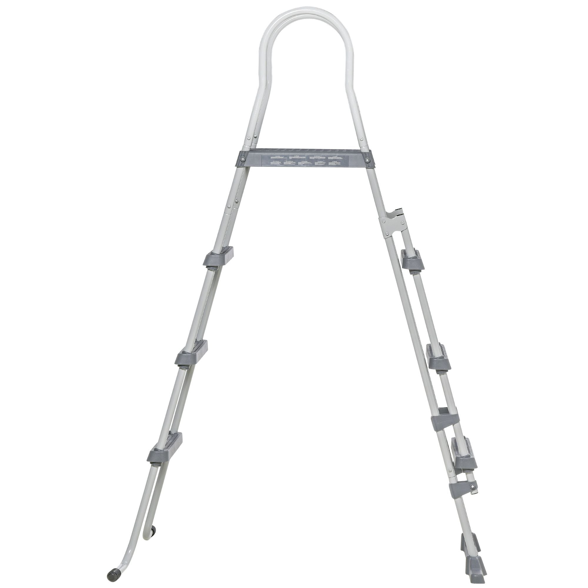 Outsunny 70 in Above-Ground Pool A-Frame Ladder with Platform, Gray