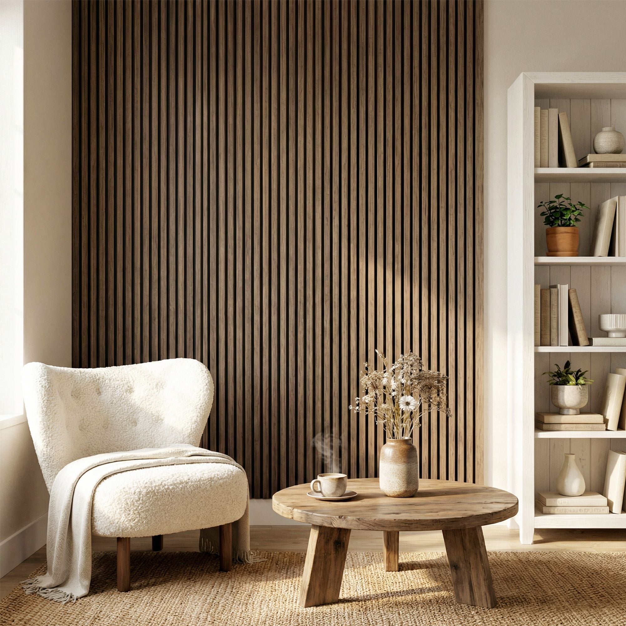 HOMCOM 47 x 24 in Acoustic Slat Wall Panels, 4-Pack, Walnut