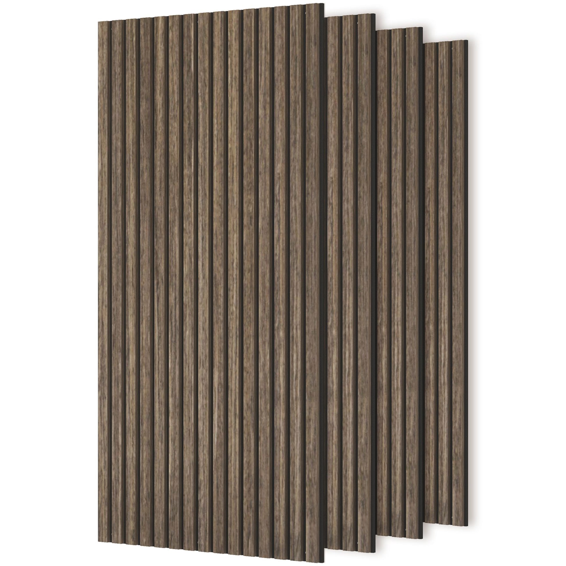 HOMCOM 47 x 24 in Acoustic Slat Wall Panels, 4-Pack, Walnut