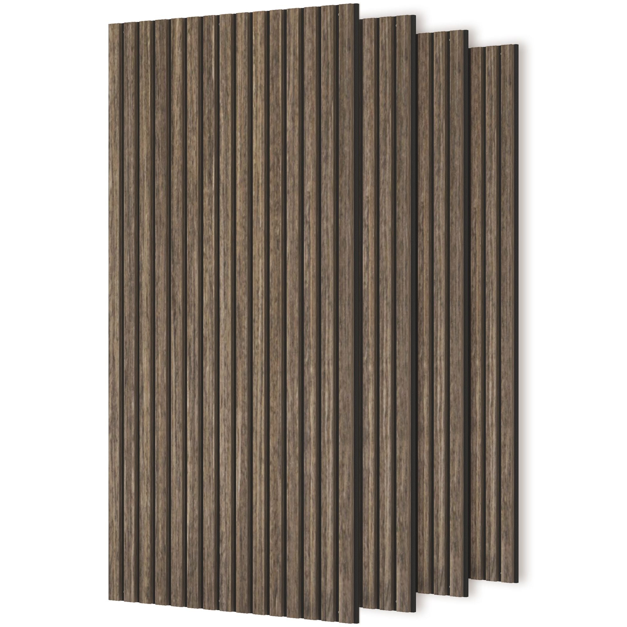 HOMCOM 47 x 24 in Acoustic Slat Wall Panels, 4-Pack, Walnut