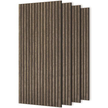 HOMCOM 47 x 24 in Acoustic Slat Wall Panels, 4-Pack, Walnut
