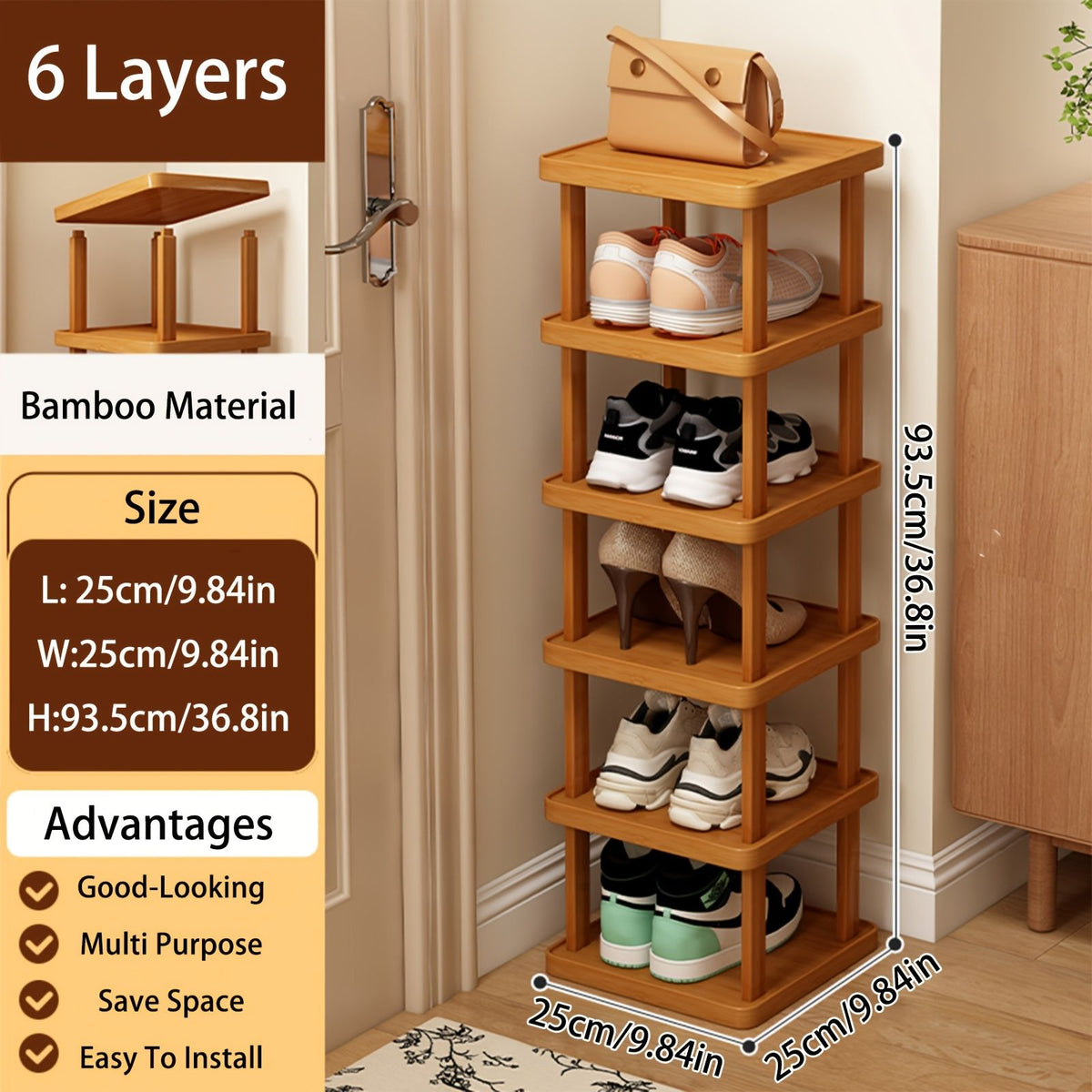 3-Tier Expandable Folding Bamboo Storage Rack