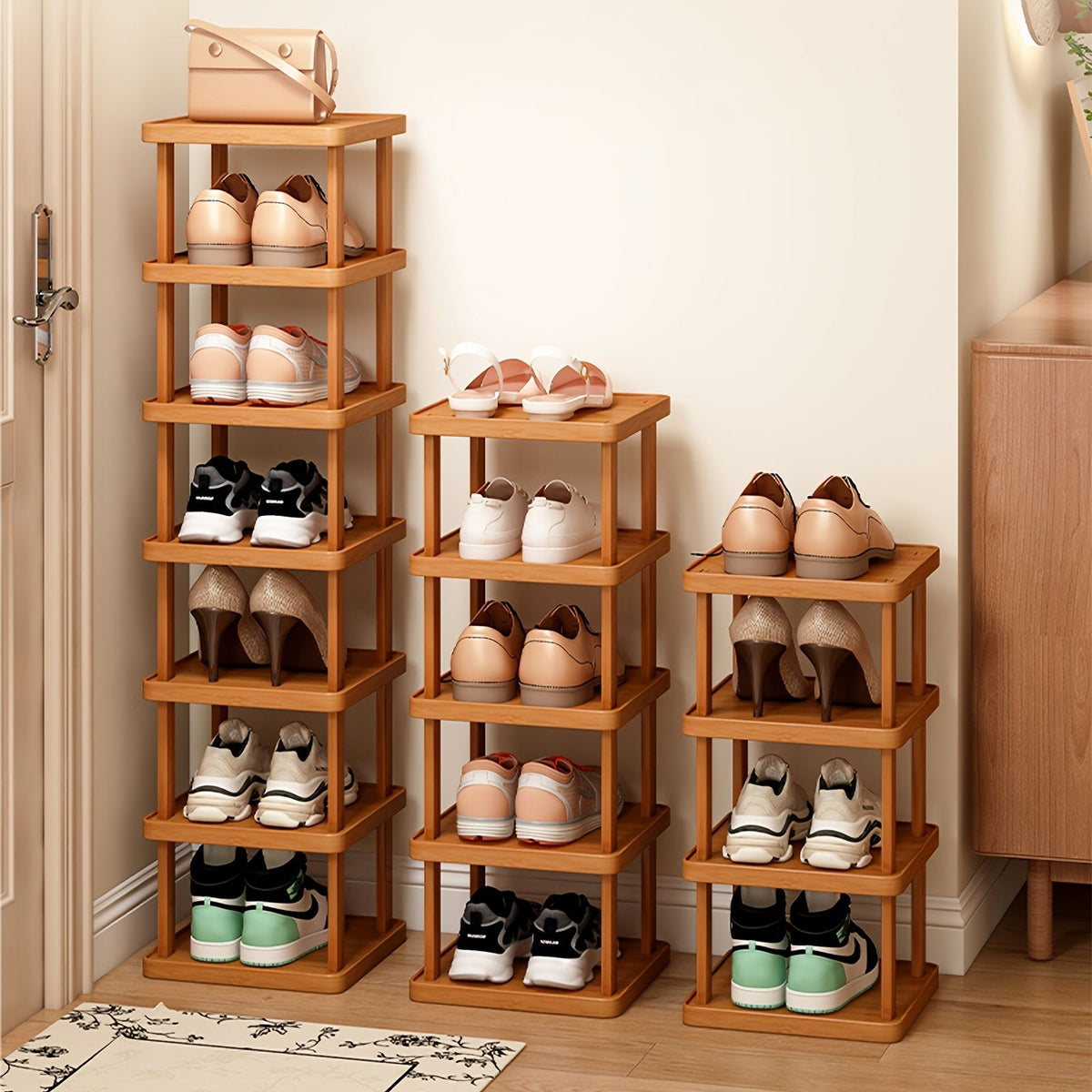 3-Tier Expandable Folding Bamboo Storage Rack - product view 2