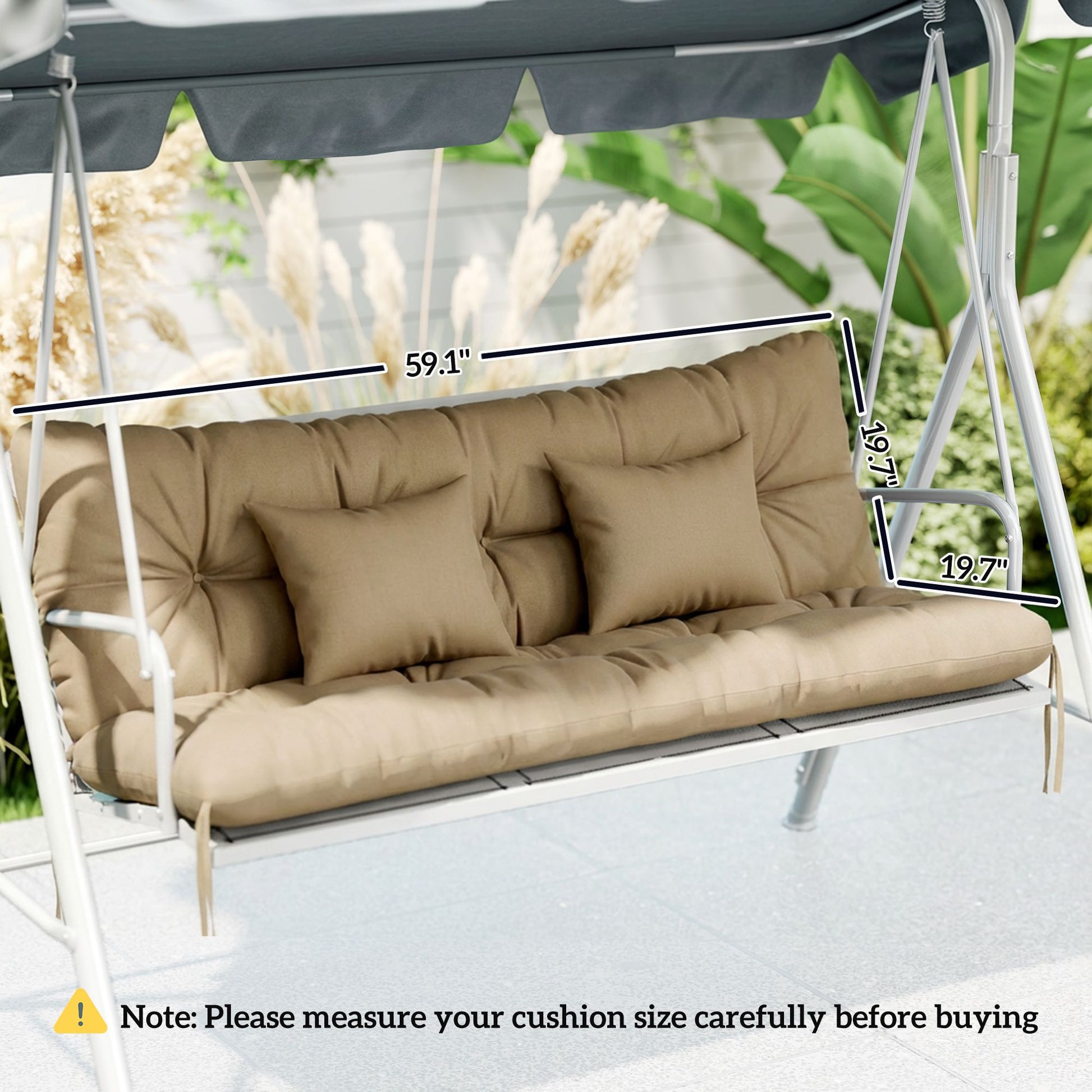 Outsunny 4-Piece Patio Chair Cushion and Pillow Set with Ties, Khaki