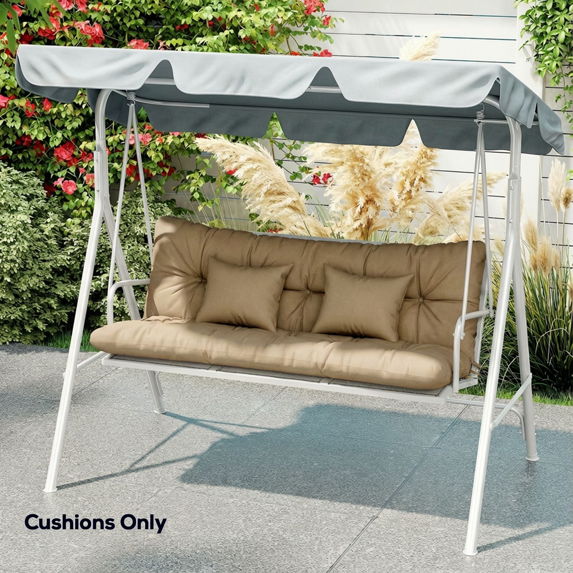 Outsunny 4-Piece Patio Chair Cushion and Pillow Set with Ties, Khaki