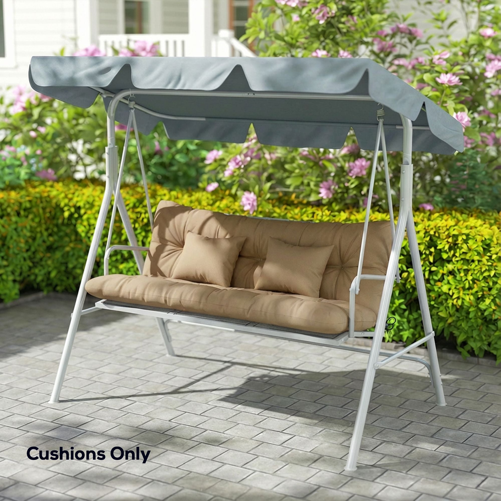 Outsunny 4-Piece Patio Chair Cushion and Pillow Set with Ties, Khaki