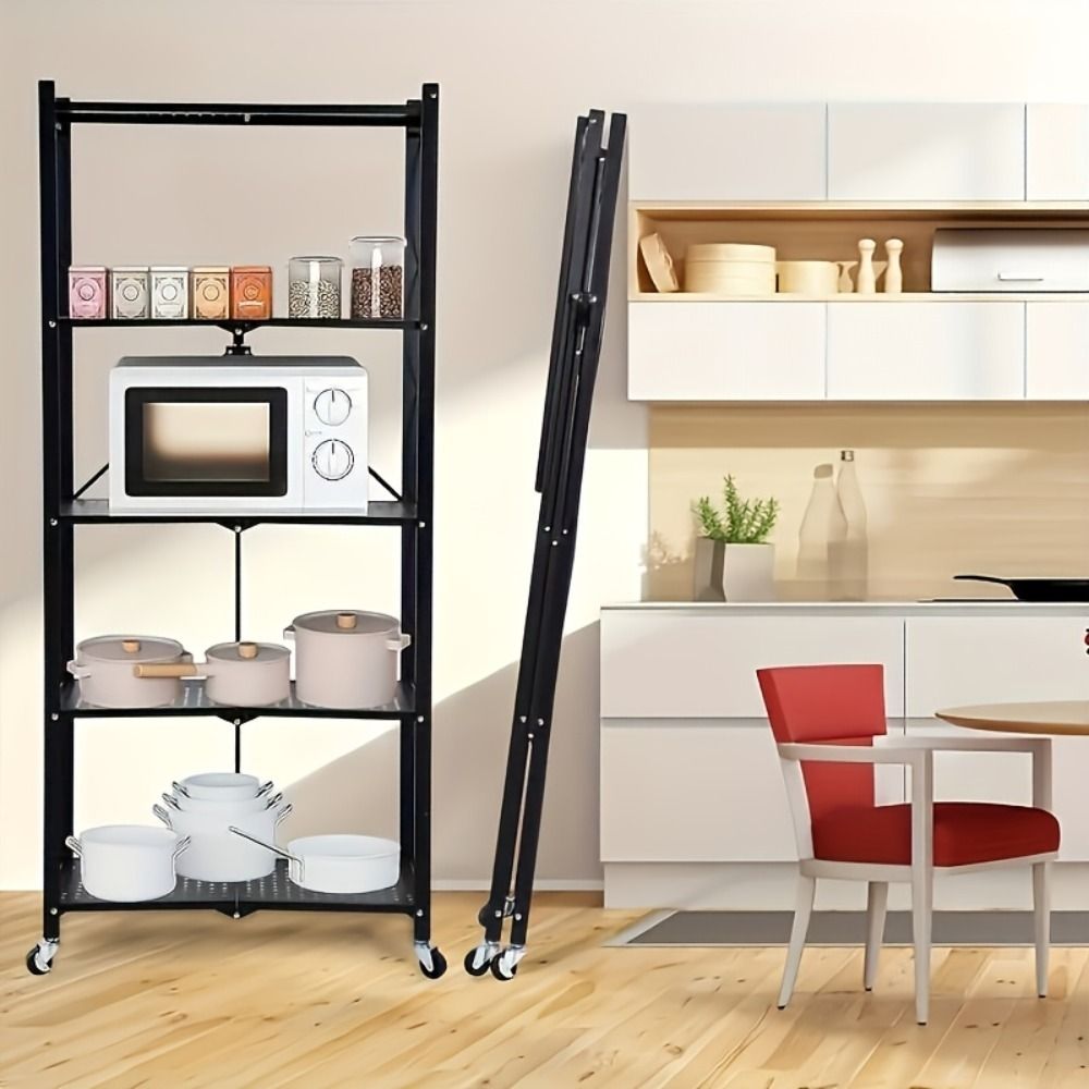 5-Tier Heavy-Duty Foldable Metal Storage Rack with Wheels - product view 4