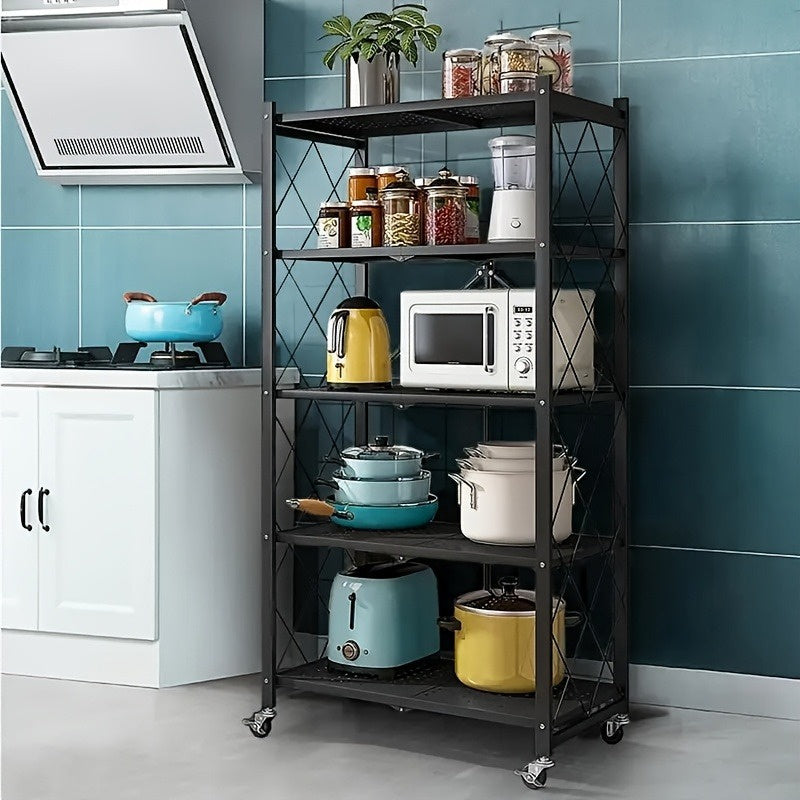 5-Tier Heavy-Duty Foldable Metal Storage Rack with Wheels - product view 6