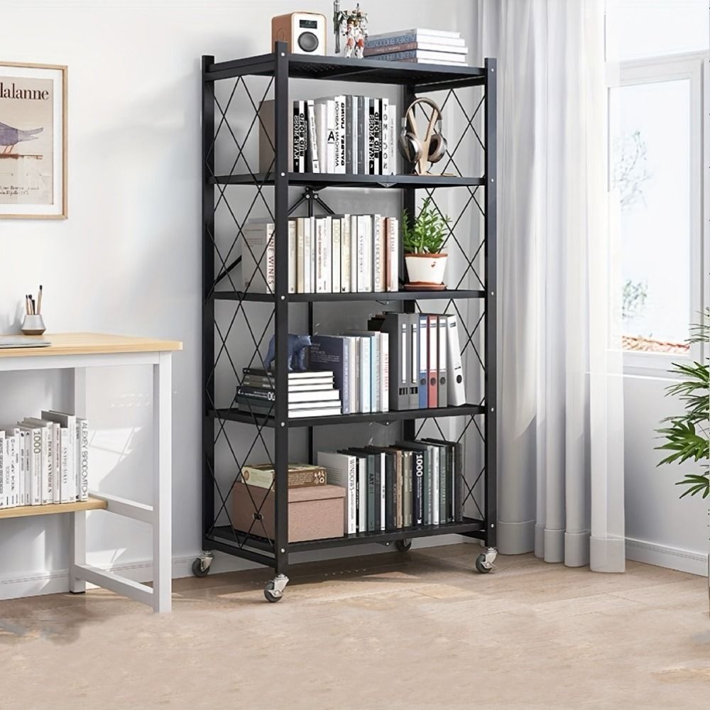 5-Tier Heavy-Duty Foldable Metal Storage Rack with Wheels - product view 5