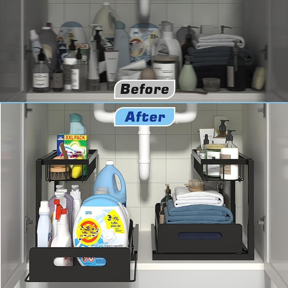 1-Pack Sliding Under-Sink Cabinet Organizer
