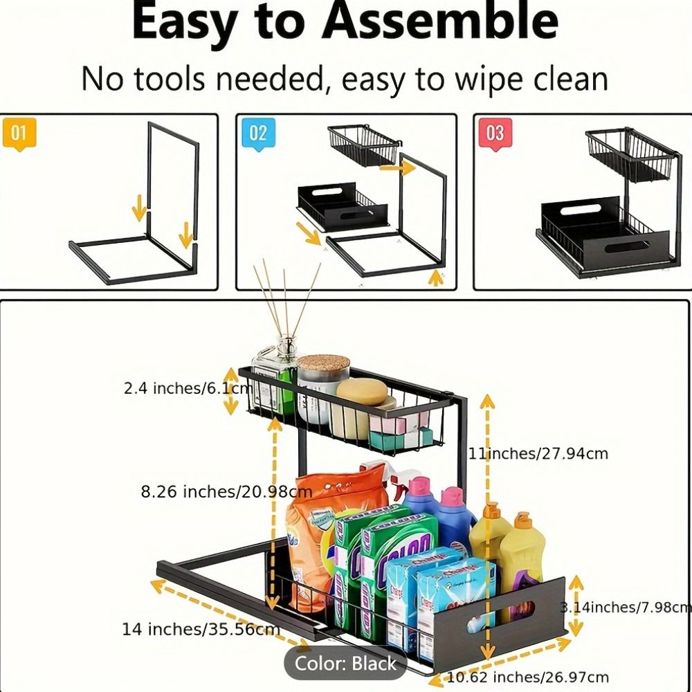 2-Pack Sliding Under-Sink Cabinet Organizers - product view 4