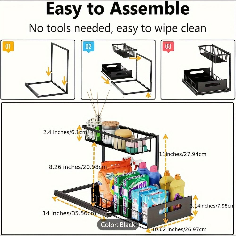 2-Pack Sliding Under-Sink Cabinet Organizers - product view 3