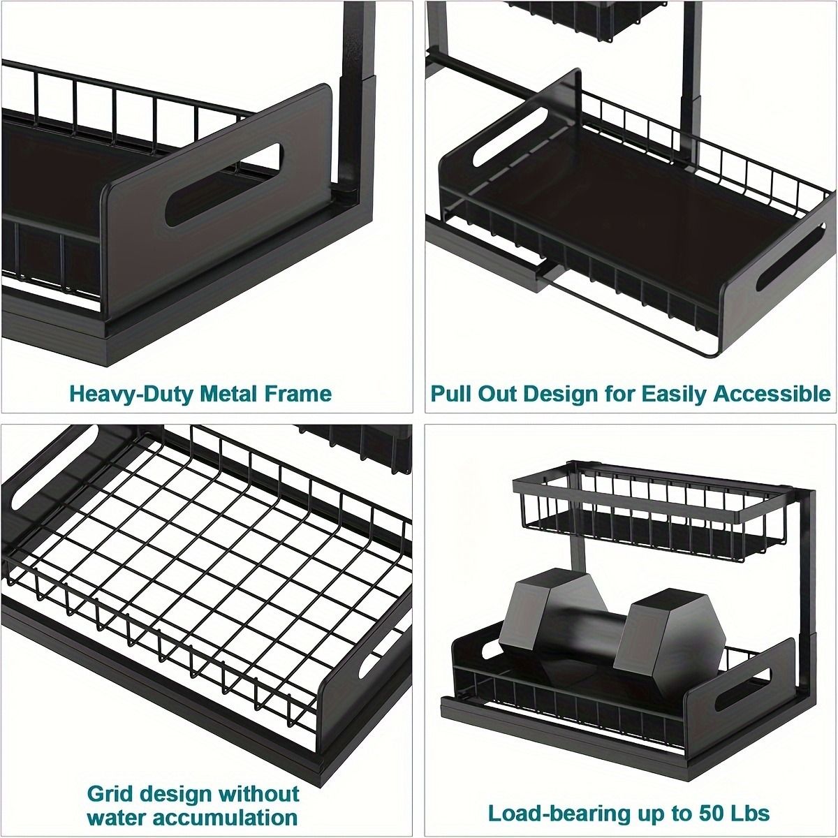 2-Pack Sliding Under-Sink Cabinet Organizers - product view 4