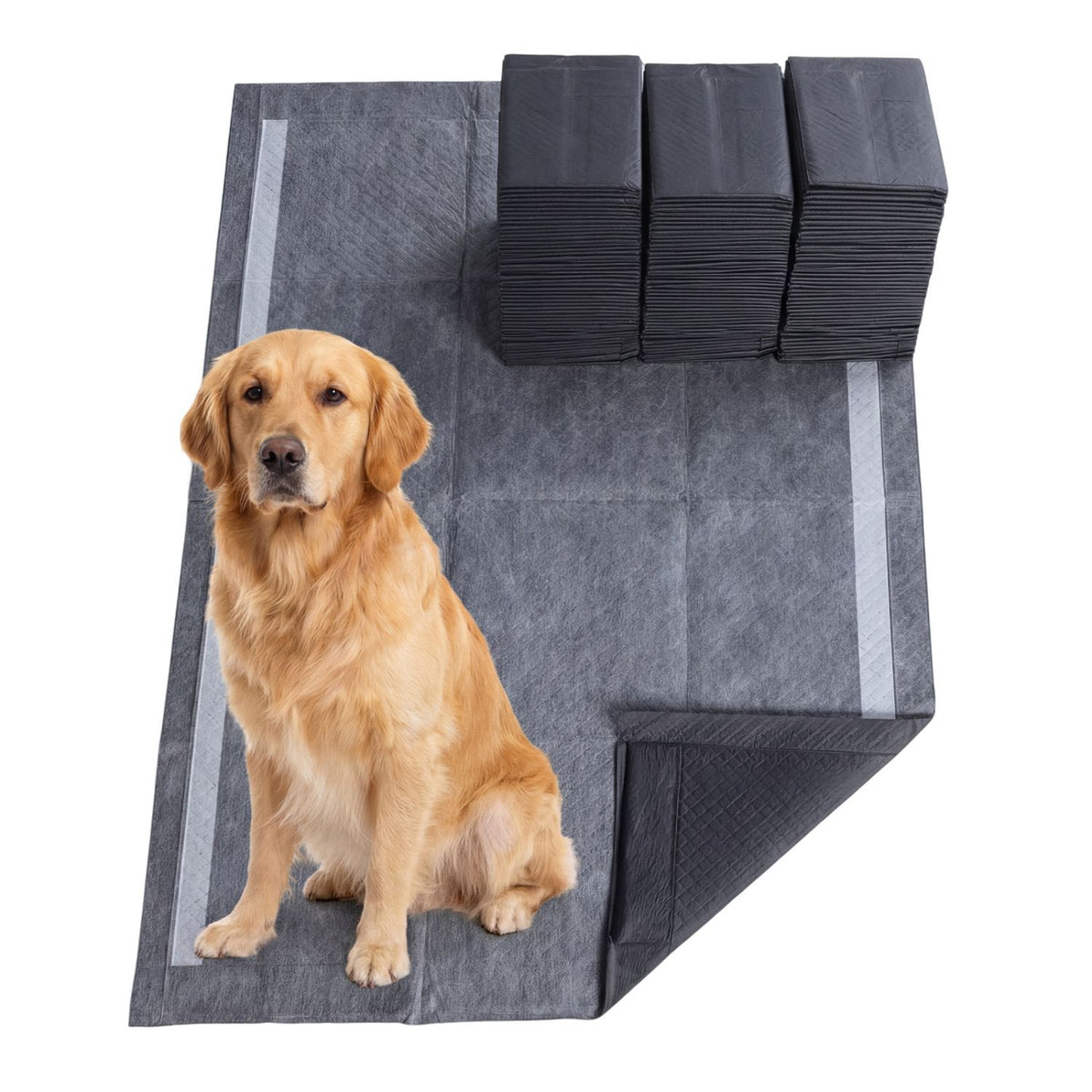 35.5" x 24" Charcoal Dog Pee Pads 6-Layer for Dogs - Black