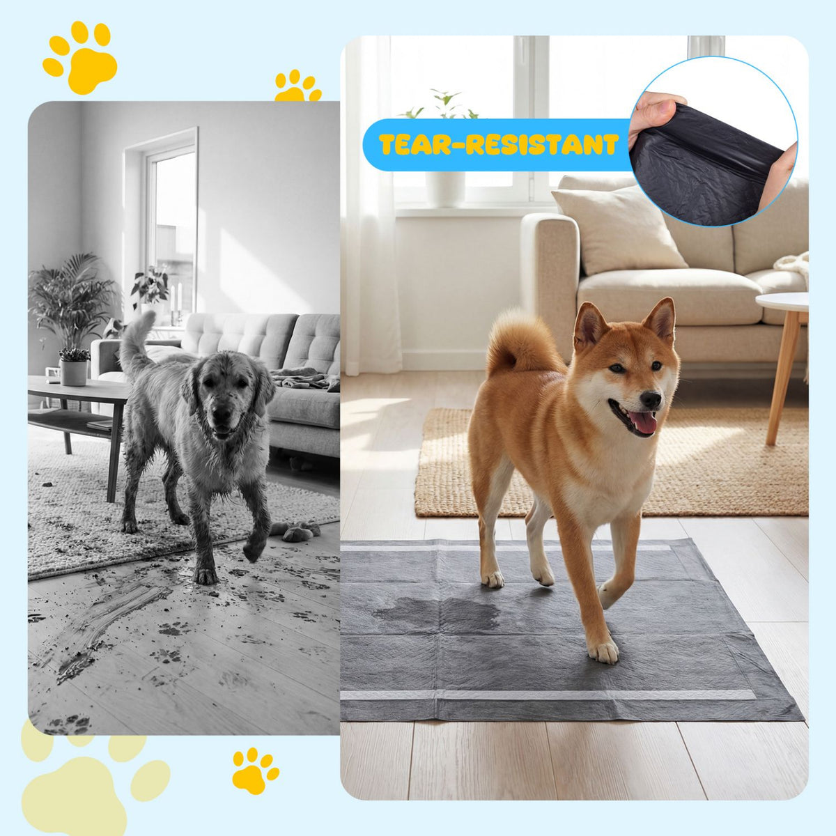 35.5" x 24" Charcoal Dog Pee Pads 6-Layer for Dogs