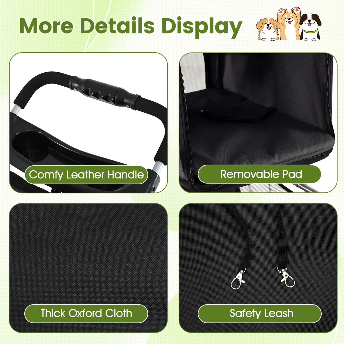 3 Wheel Pet Stroller for Small Dogs Cats up to 33 LBS