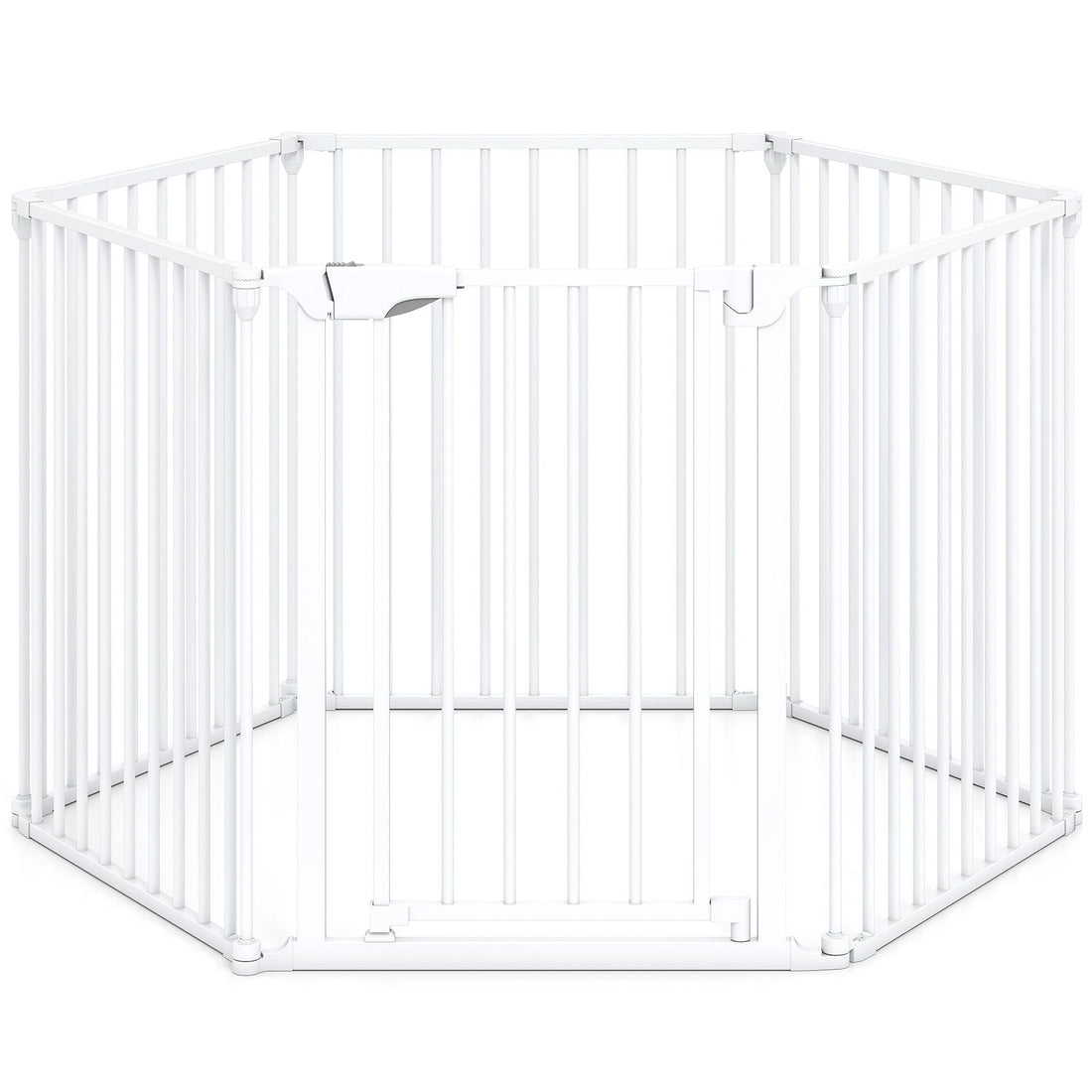 Extra Wide Baby Gate Fits 34.5-154" Openings 6-Panel Adjustable Pet Safety Fence - White