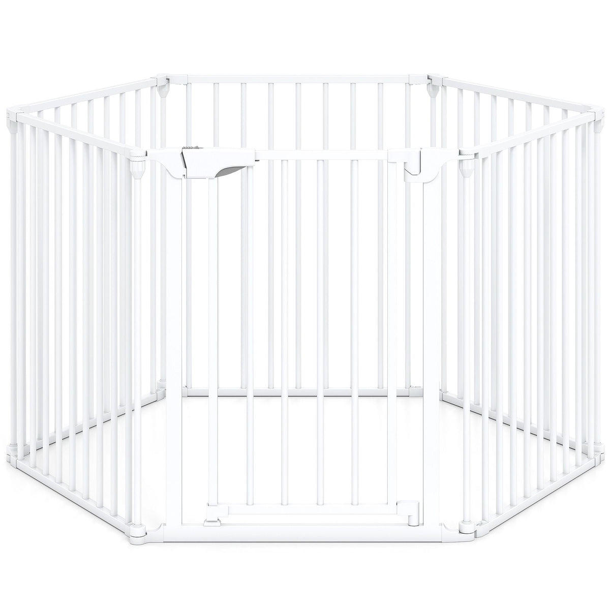 Extra Wide Baby Gate Fits 34.5-154" Openings 6-Panel Adjustable Pet Safety Fence - White