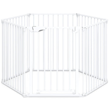 Extra Wide Baby Gate Fits 34.5-154" Openings 6-Panel Adjustable Pet Safety Fence - White
