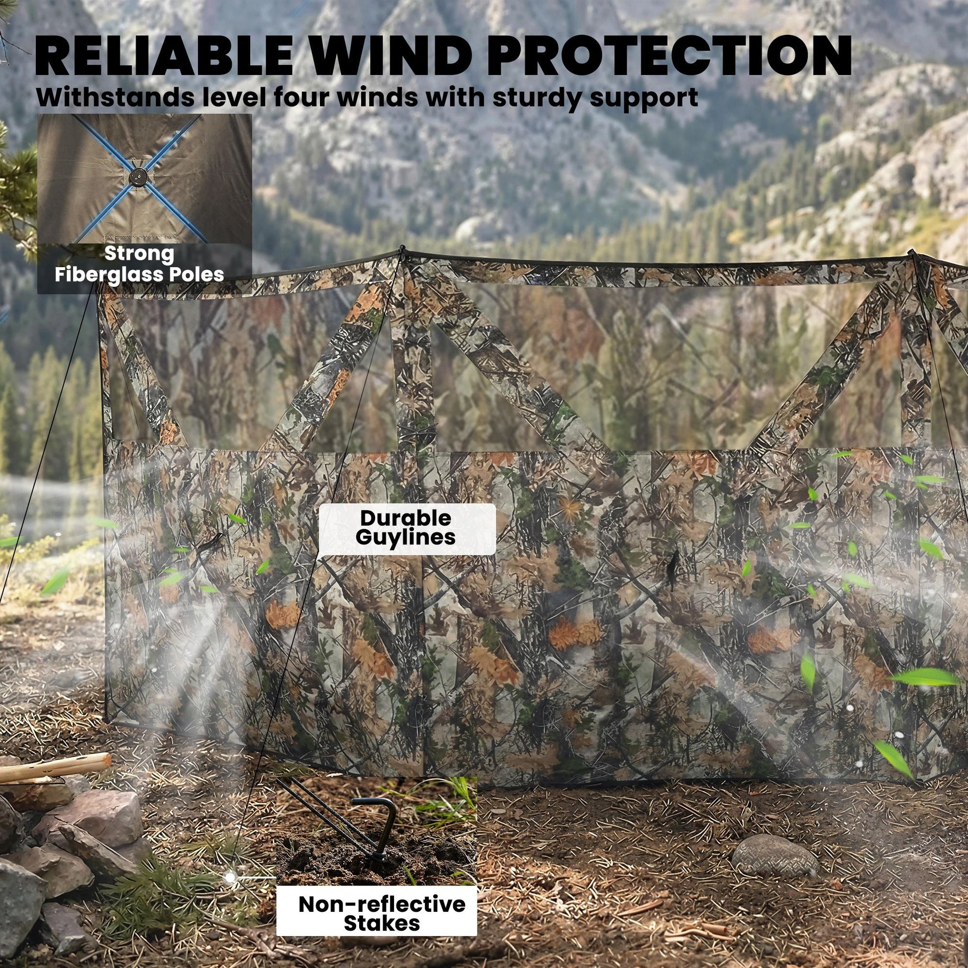 Outsunny 176 x 58.3 in 3-Panel See-Through Hunting Blind, Camouflage