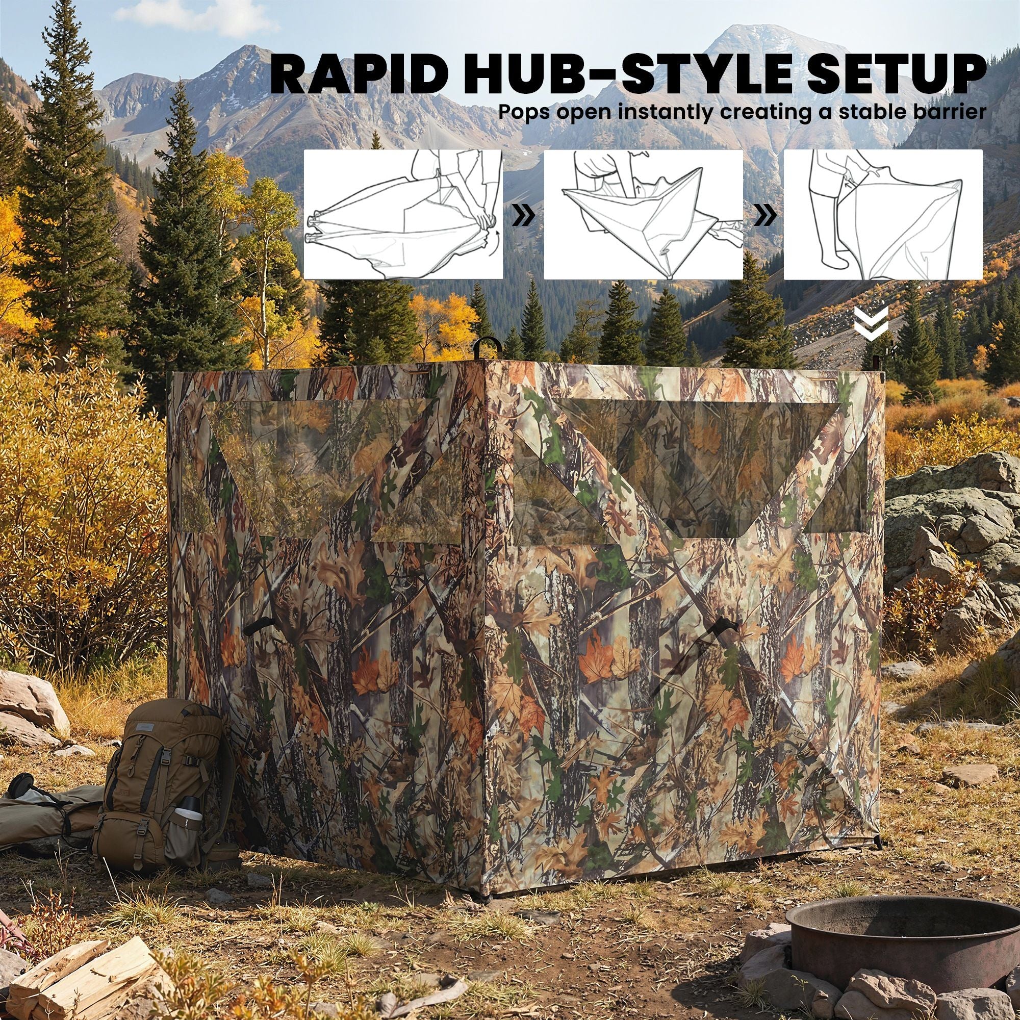 Outsunny 176 x 58.3 in 3-Panel See-Through Hunting Blind, Camouflage