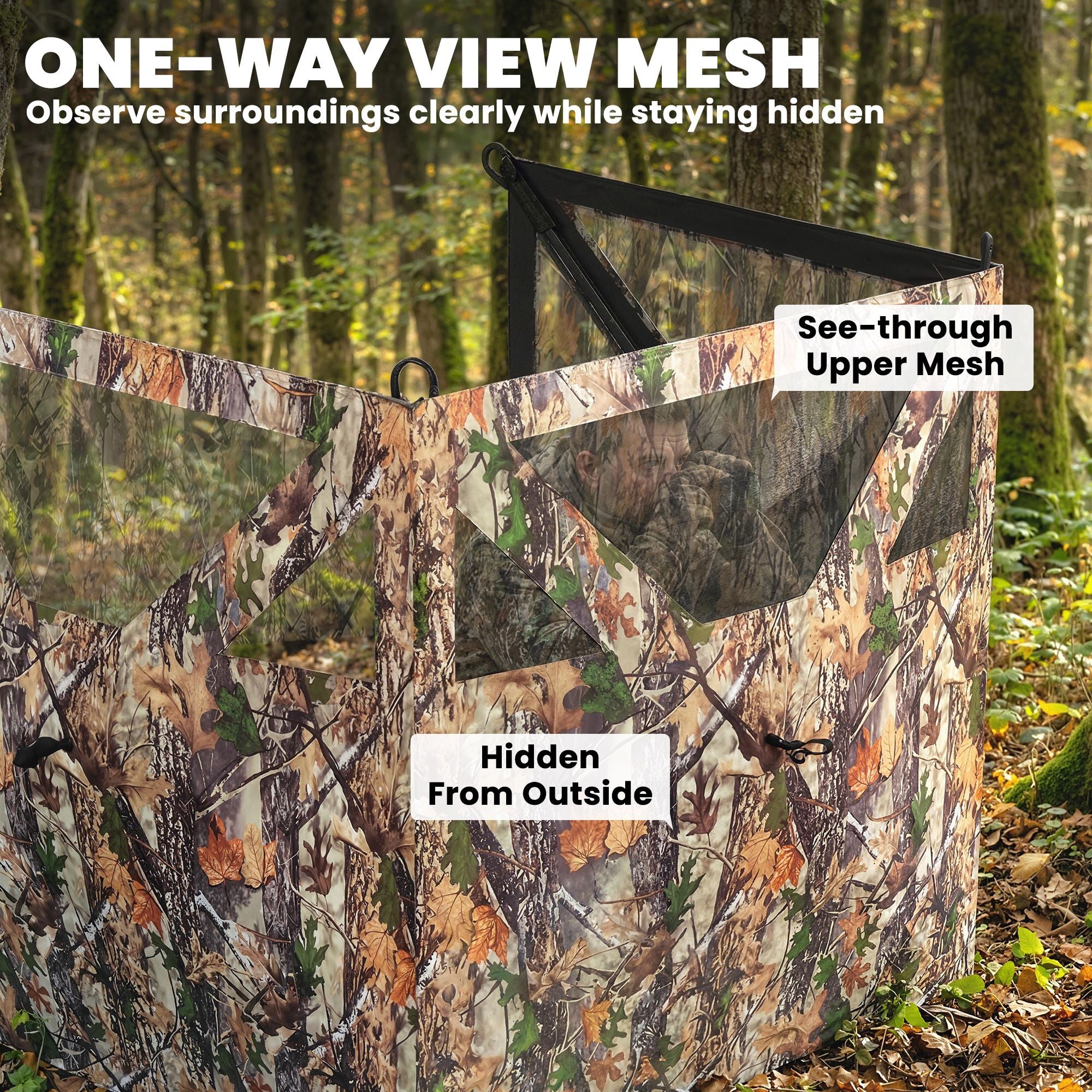 Outsunny 176 x 58.3 in 3-Panel See-Through Hunting Blind, Camouflage