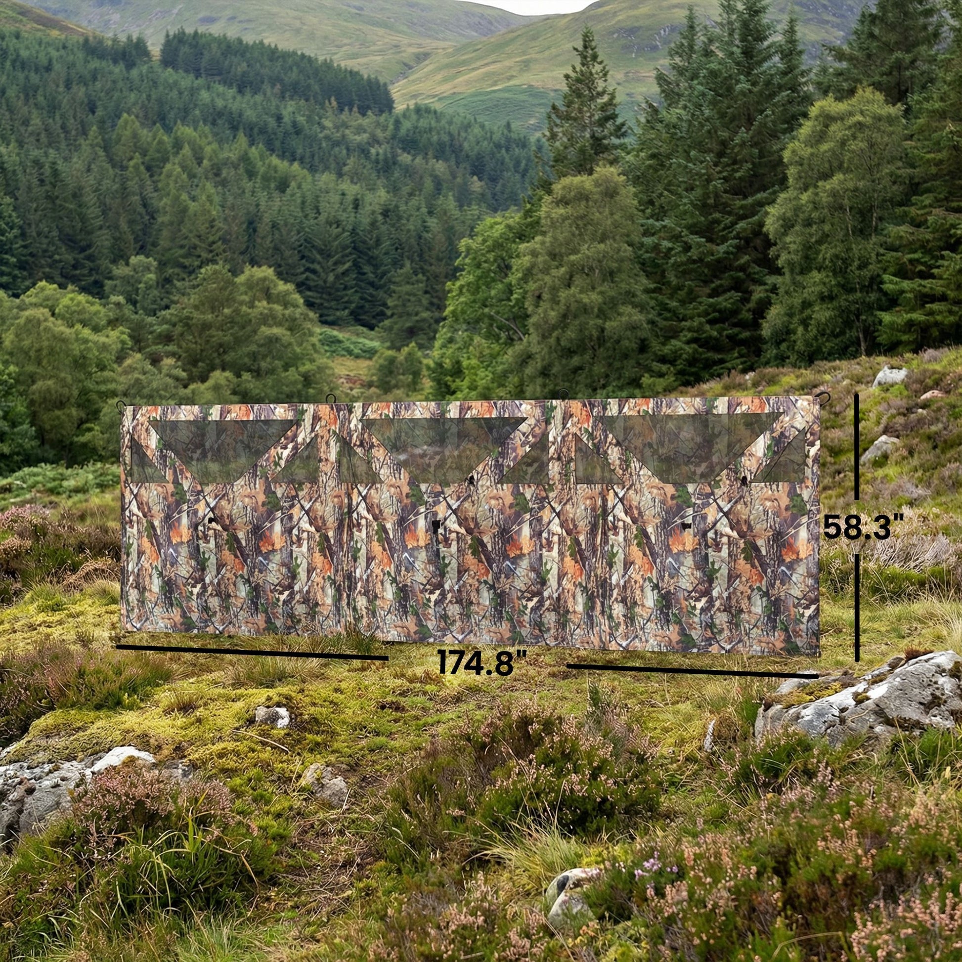 Outsunny 176 x 58.3 in 3-Panel See-Through Hunting Blind, Camouflage