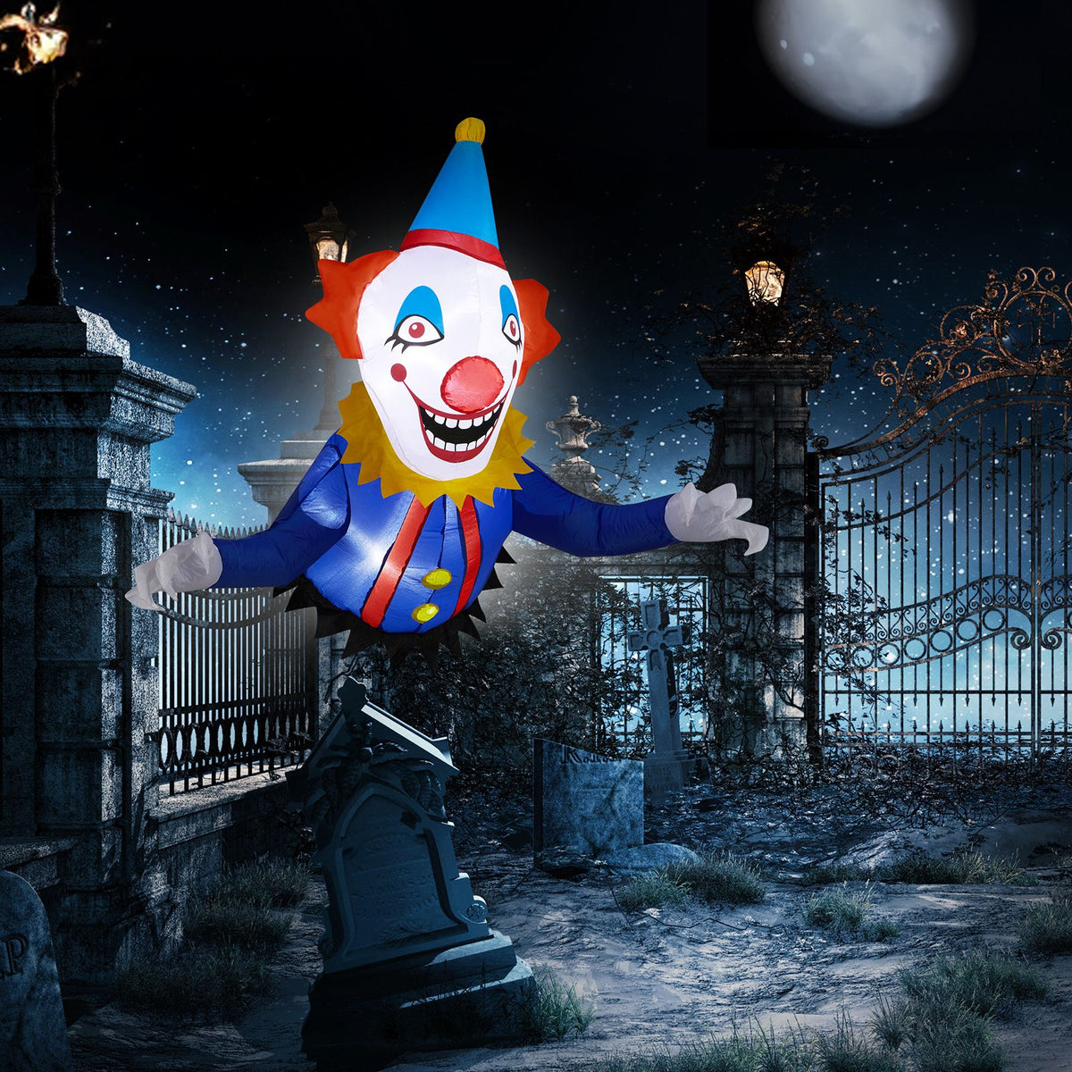3.3 FT Halloween Inflatable Clown Broke Out from Window Outdoor Decorations, Scary Blow up Decor with Built-in LED Lights for Holiday Party Yard Lawn - product view 8