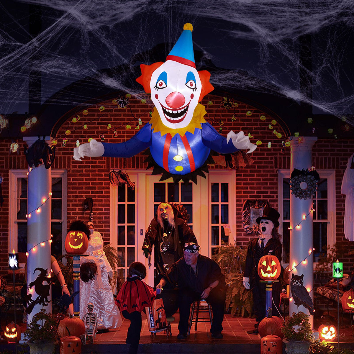 3.3 FT Halloween Inflatable Clown Broke Out from Window Outdoor Decorations, Scary Blow up Decor with Built-in LED Lights for Holiday Party Yard Lawn - product view 14